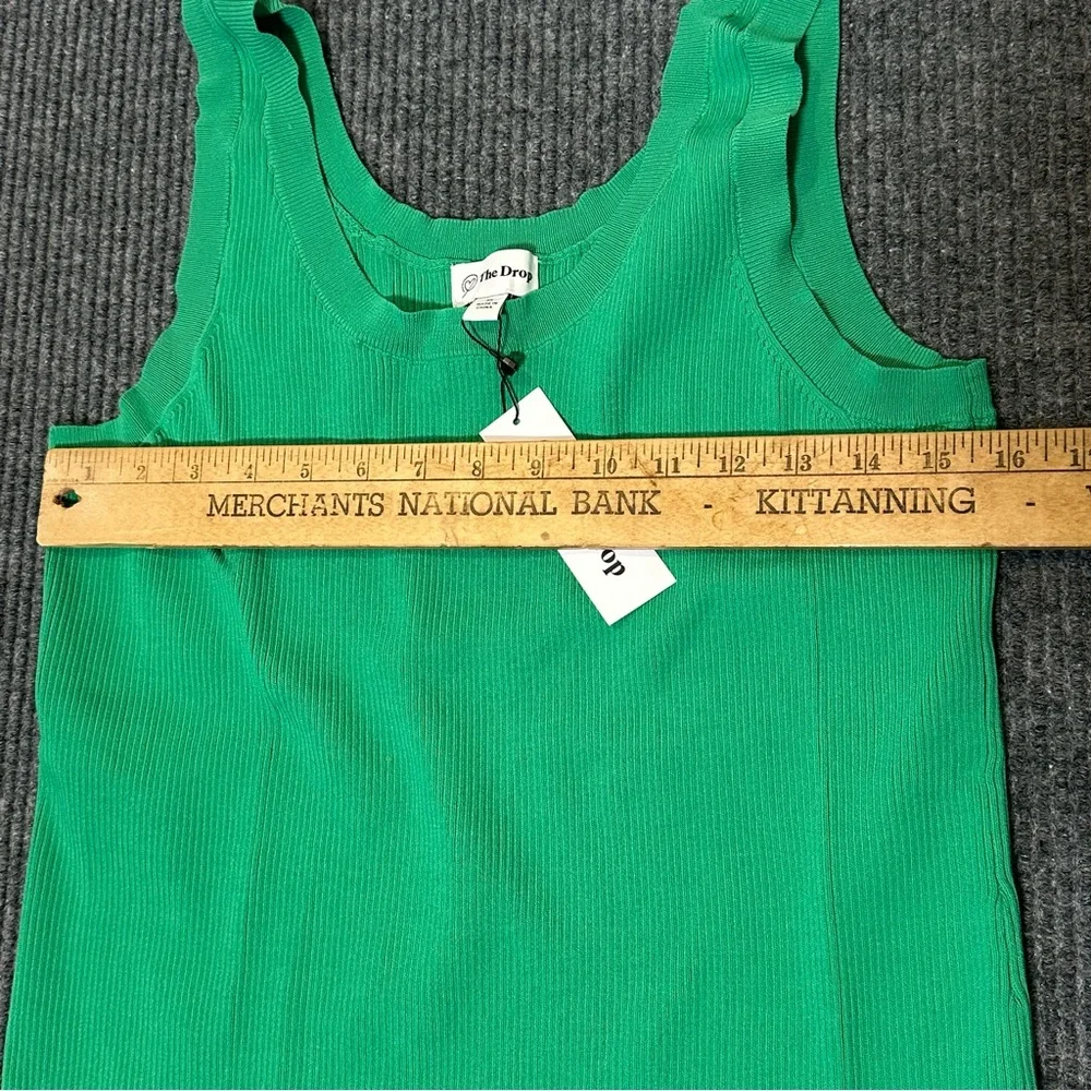 The Drop XL Yasmin Ribbed Midi Tank Dress Sleeveless Stretch Jade Minimalist NWT - Picture 5 of 9
